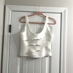 Zara White bow sleeveless top Size M